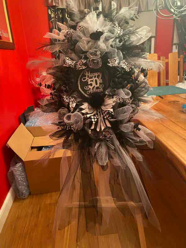 Bespoke Roses Meets Feathers Celebration Decorative Wreath - Image 3