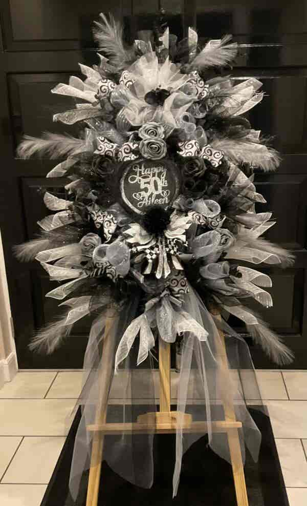Bespoke Roses Meets Feathers Celebration Decorative Wreath - Image 5