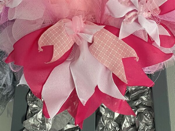 Bespoke Pink Meets Cerise New Baby Decorative Wreath - Image 9