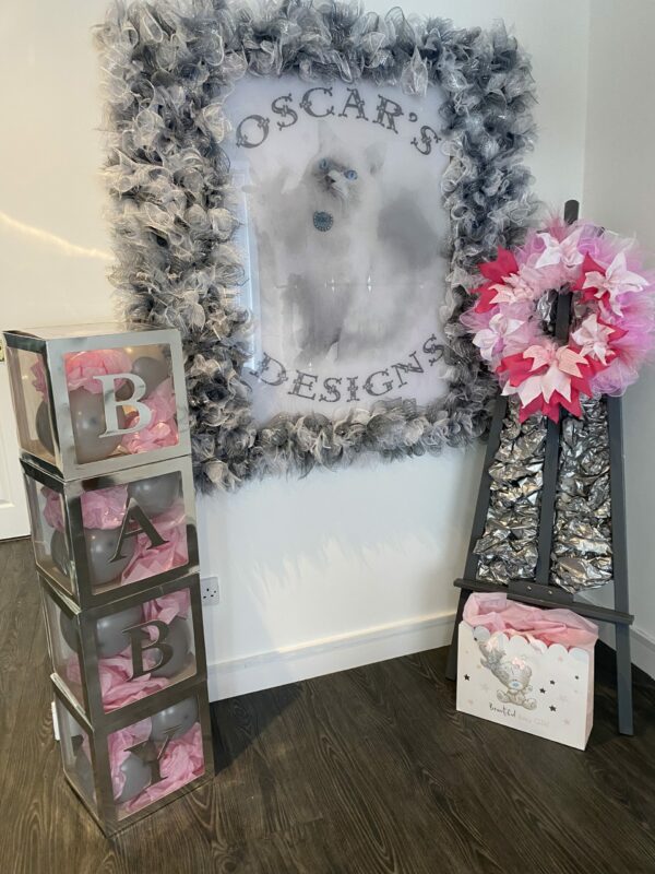 Bespoke Pink Meets Cerise New Baby Decorative Wreath - Image 11