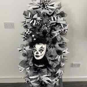 Bespoke Large Monochrome Harlequin Decorative Wreath (Available For Hire)