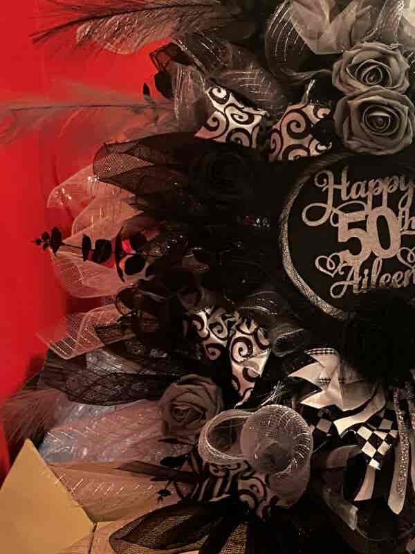 Bespoke Roses Meets Feathers Celebration Decorative Wreath - Image 7