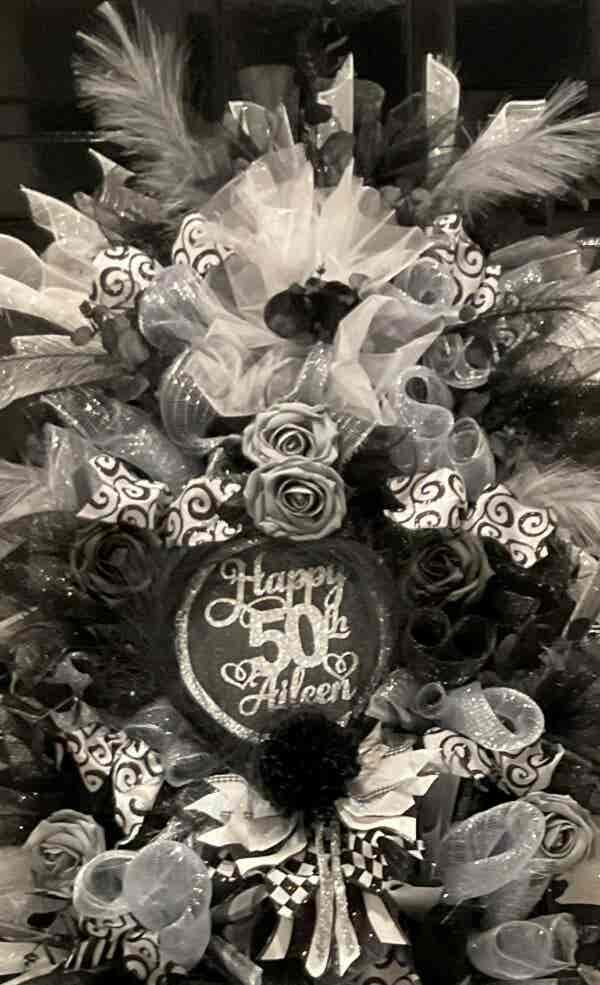 Bespoke Roses Meets Feathers Celebration Decorative Wreath - Image 11
