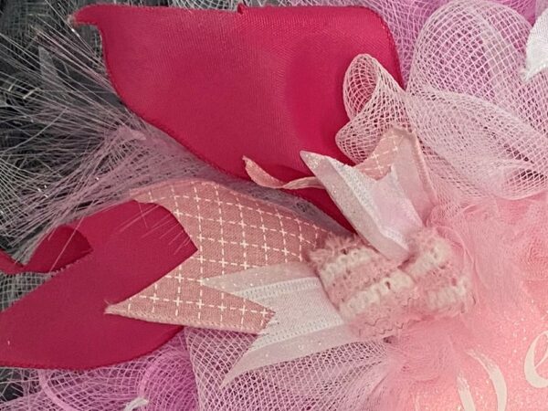 Bespoke Pink Meets Cerise New Baby Decorative Wreath - Image 4