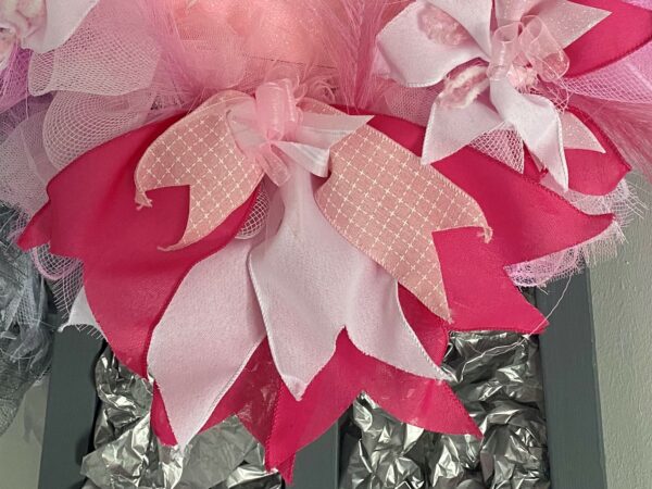 Bespoke Pink Meets Cerise New Baby Decorative Wreath - Image 5