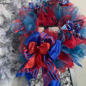 Bespoke Sparkles Meets Blue & Red Decorative Wreath