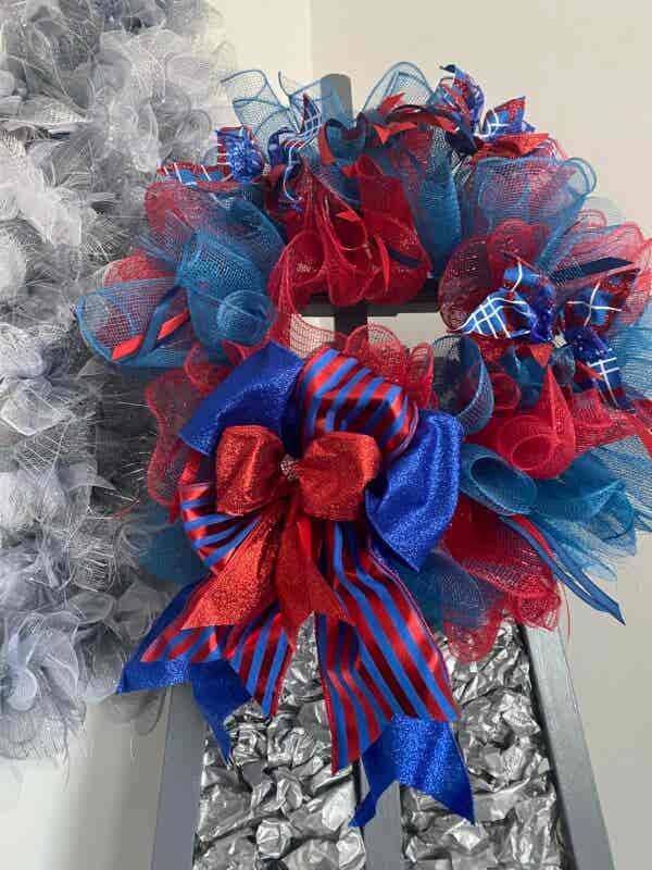 Bespoke Sparkles Meets Blue & Red Decorative Wreath