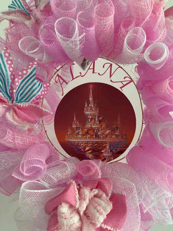 Bespoke Alana's Princess Pink Castle In The Sky Decorative Wreath - Image 7