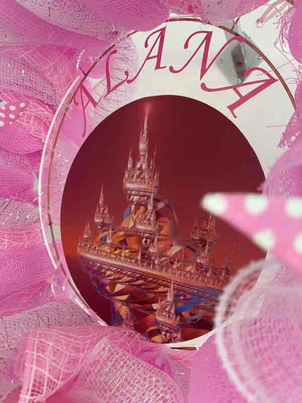 Bespoke Alana's Princess Pink Castle In The Sky Decorative Wreath - Image 6