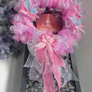 Bespoke Alana's Princess Pink Castle In The Sky Decorative Wreath