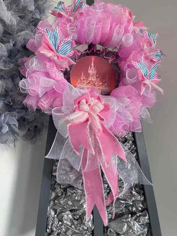 Bespoke Alana's Princess Pink Castle In The Sky Decorative Wreath