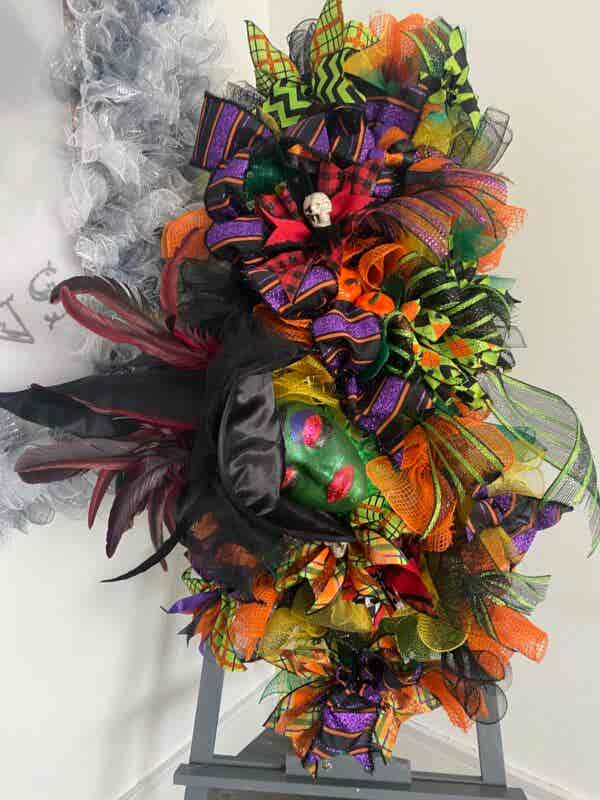 Bespoke Large Chic Green Goddess Witch Decorative Wreath Hire Only - Image 5