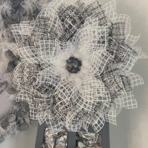 Bespoke Monochrome Glistening Floral Decorative Wreath