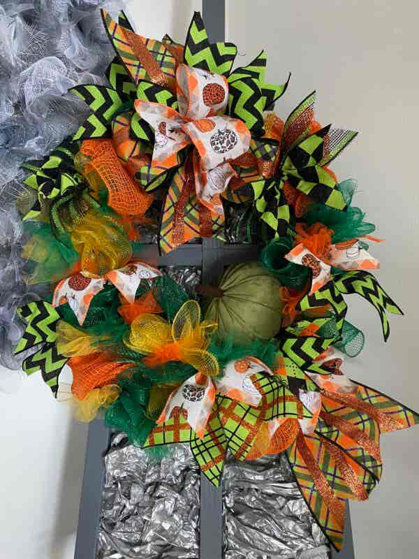 Bespoke Green Pumpkin Pleasure Decorative Wreath