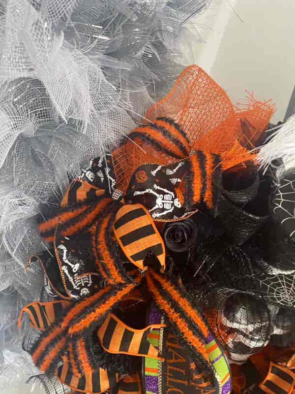 Bespoke Mr Skull Top Hat Meets Orange & Black Decorative Wreath - Image 6