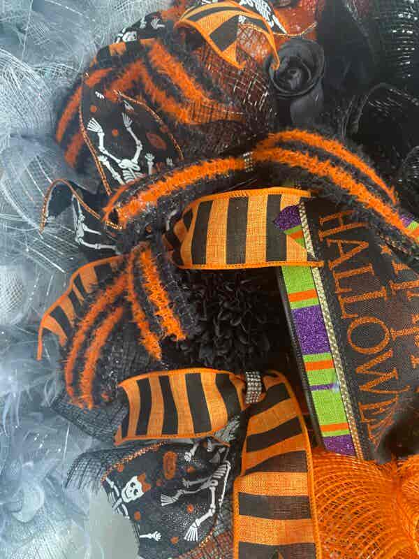 Bespoke Mr Skull Top Hat Meets Orange & Black Decorative Wreath - Image 4