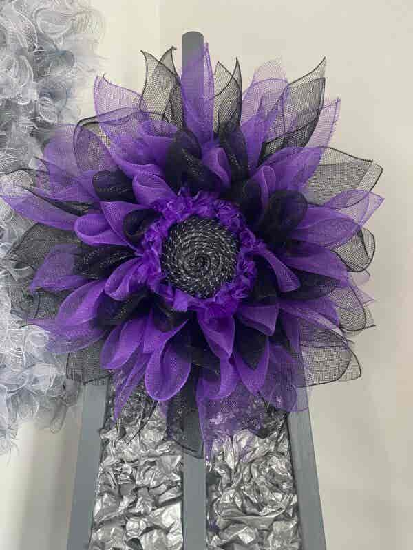 Bespoke Purple Meets Black Floral Decorative Wreath - Image 9