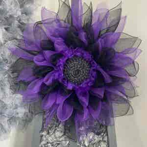 Bespoke Purple Meets Black Floral Decorative Wreath