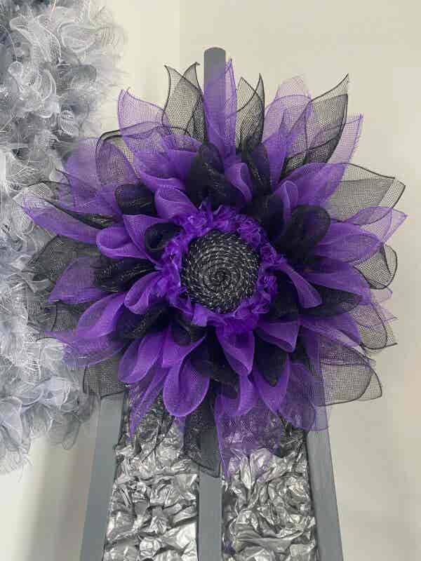 Bespoke Purple Meets Black Floral Decorative Wreath