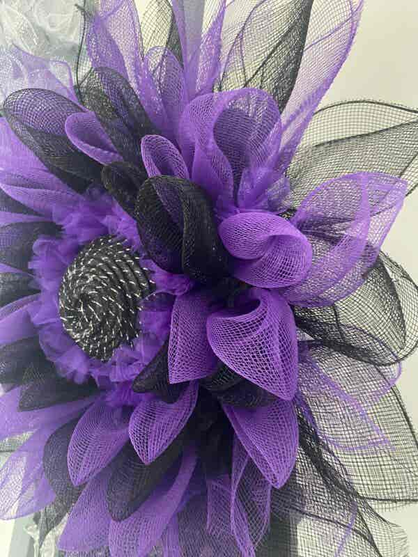 Bespoke Purple Meets Black Floral Decorative Wreath - Image 7