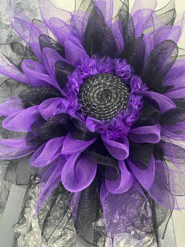 Bespoke Purple Meets Black Floral Decorative Wreath - Image 5