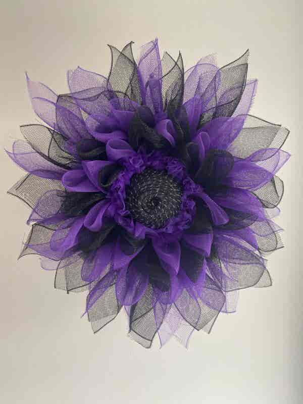 Bespoke Purple Meets Black Floral Decorative Wreath - Image 3