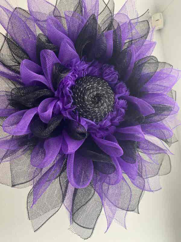 Bespoke Purple Meets Black Floral Decorative Wreath - Image 6