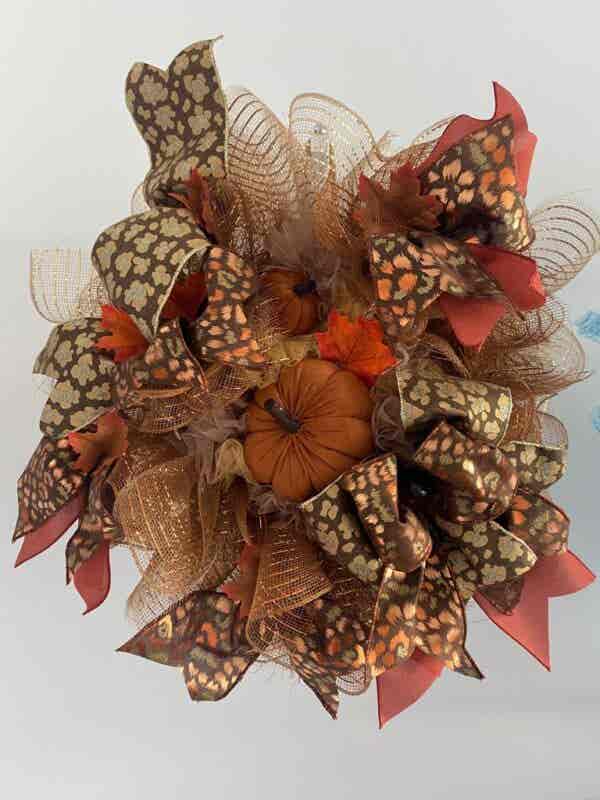 Bespoke Peachy Pumpkin Delight Decorative Wreath - Image 8