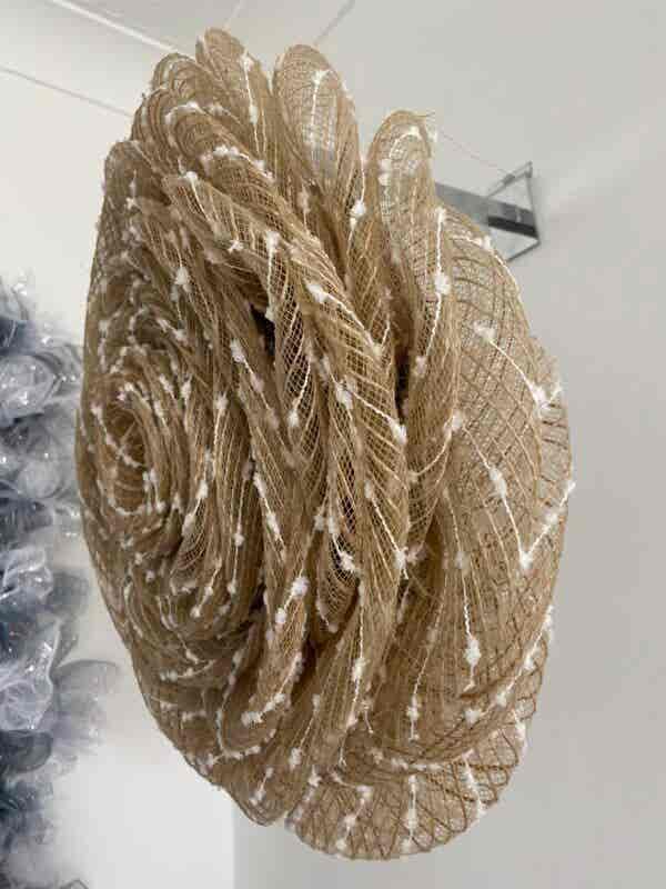 Bespoke Beige Bubble Pop Rose Floral Decorative Wreath - Image 6