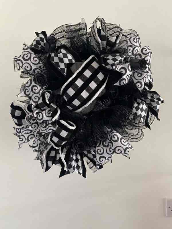 Bespoke  Monochrome Christmas Delight  Decorative Wreath - Image 4