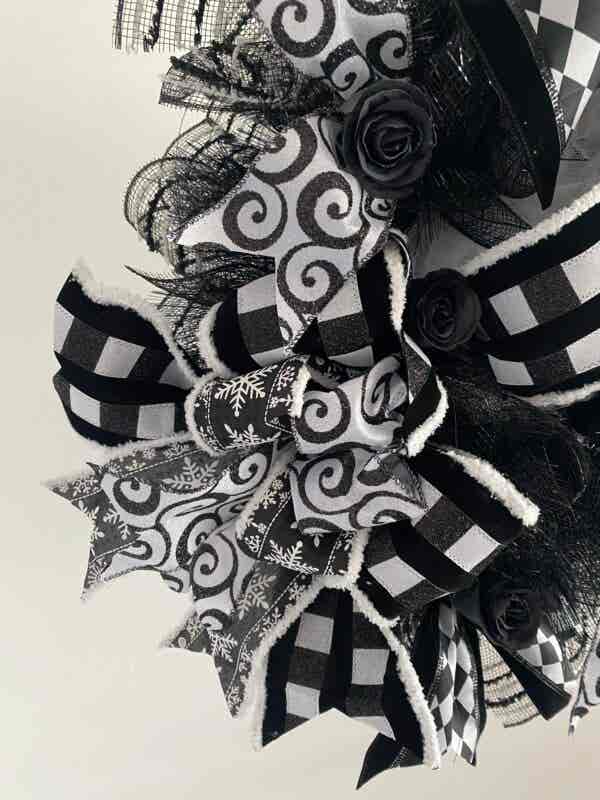 Bespoke  Monochrome Christmas Delight  Decorative Wreath - Image 8