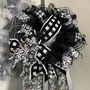 Bespoke  Monochrome Christmas Delight  Decorative Wreath