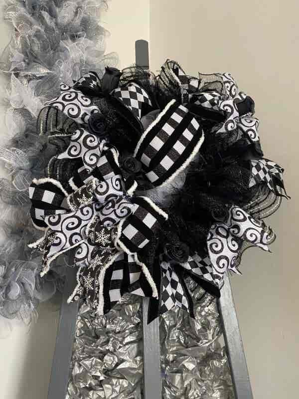 Bespoke  Monochrome Christmas Delight  Decorative Wreath