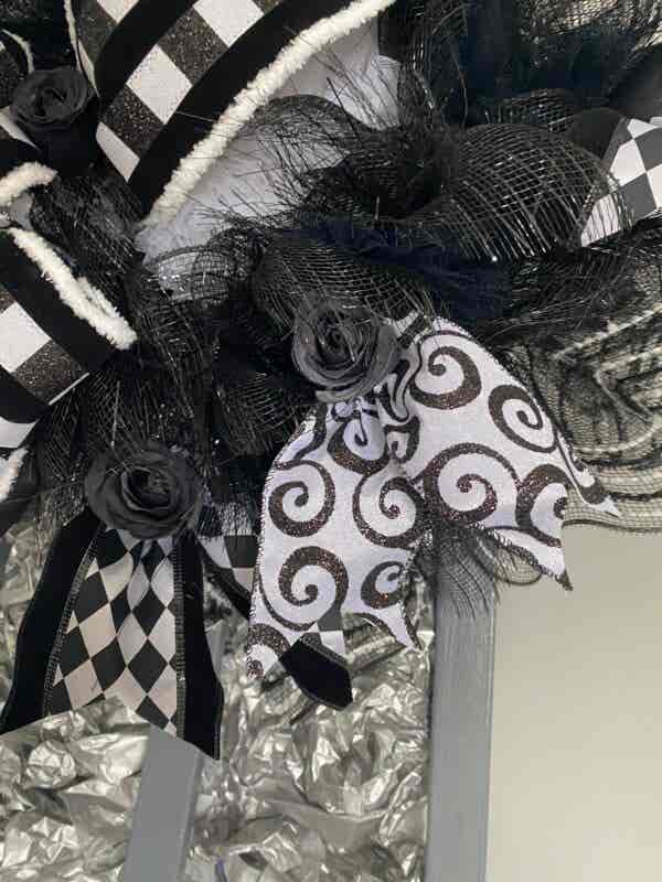 Bespoke  Monochrome Christmas Delight  Decorative Wreath - Image 6