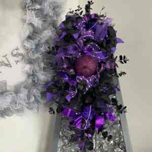 Bespoke Decorative Deep  Purple Velvet Delights Wreath