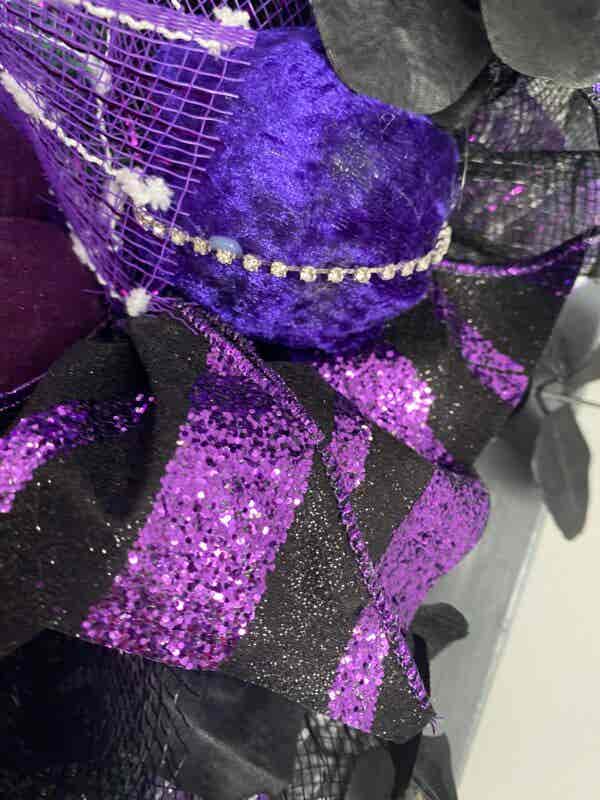 Bespoke Decorative Deep  Purple Velvet Delights Wreath - Image 3