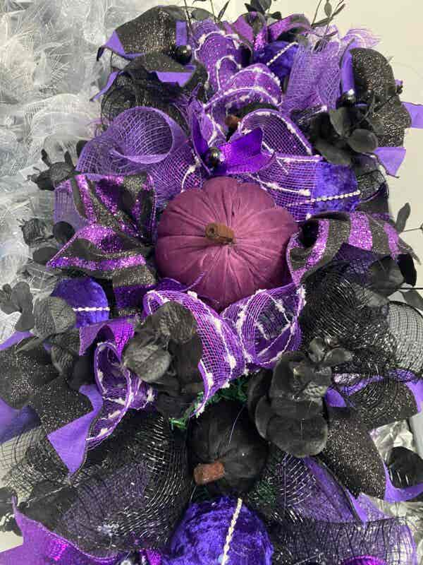 Bespoke Decorative Deep  Purple Velvet Delights Wreath - Image 2
