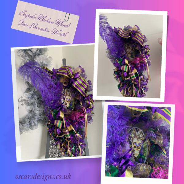 Bespoke Madam Mardi Gras Decorative Wreath - Image 9
