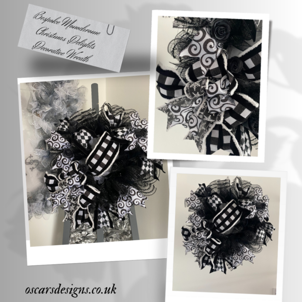 Bespoke  Monochrome Christmas Delight  Decorative Wreath - Image 2