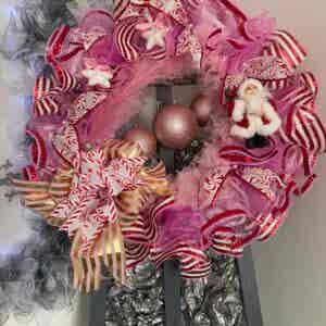 Bespoke Pink Sparkling Triple Delight Decorative Wreath