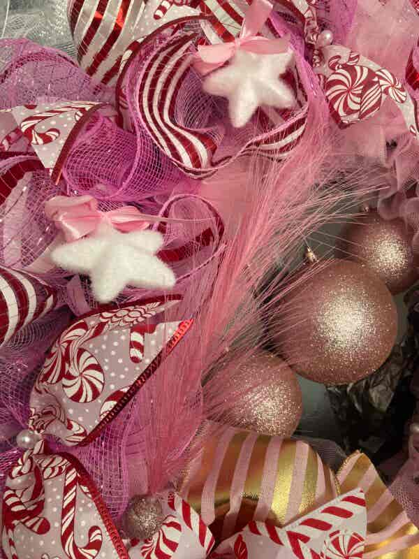 Bespoke Pink Sparkling Triple Delight Decorative Wreath - Image 4