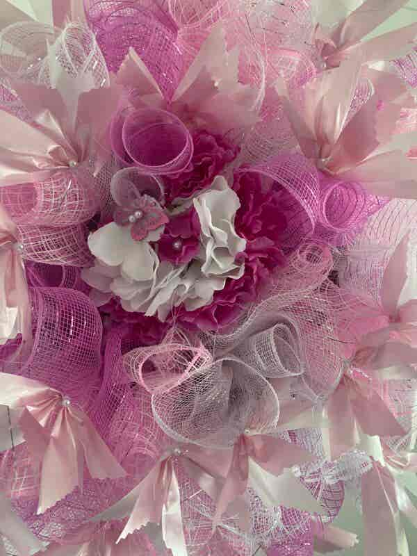 Bespoke Fluttering Pink Butterfly Decorative Wreath - Image 3