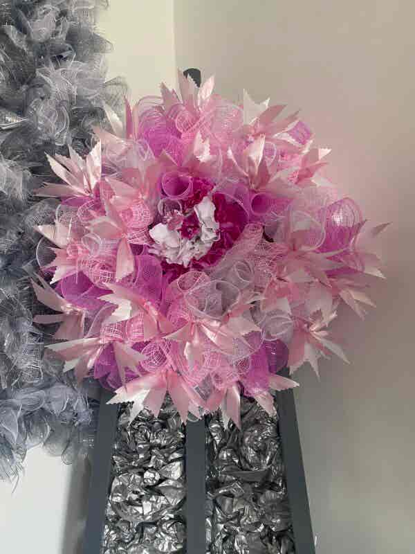 Bespoke Fluttering Pink Butterfly Decorative Wreath