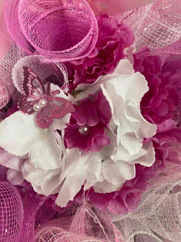 Bespoke Fluttering Pink Butterfly Decorative Wreath - Image 6