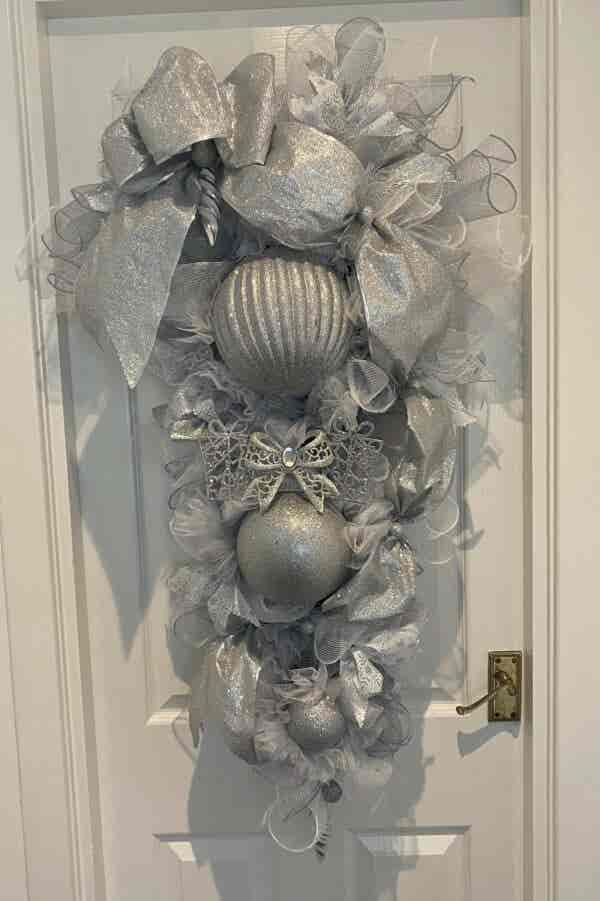 Bespoke Shimmering Silver Sphere Swag Decorative Wreath - Image 6