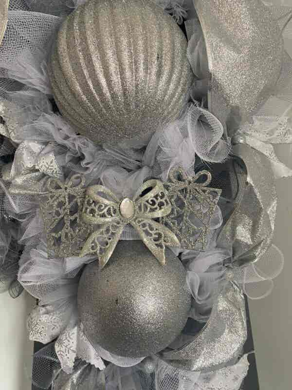 Bespoke Shimmering Silver Sphere Swag Decorative Wreath - Image 5