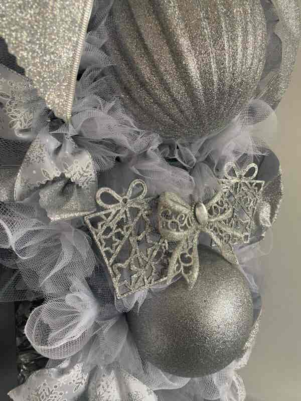 Bespoke Shimmering Silver Sphere Swag Decorative Wreath - Image 4