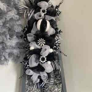 Bespoke Monochrome Pumpkin Delight Decorative Wreath