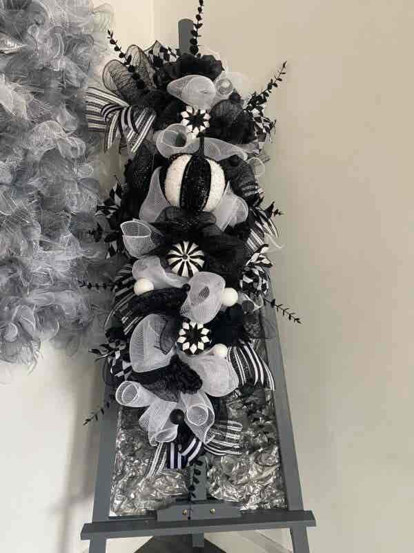 Bespoke Monochrome Pumpkin Delight Decorative Wreath