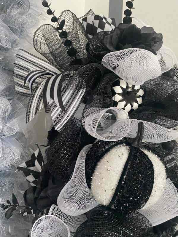 Bespoke Monochrome Pumpkin Delight Decorative Wreath - Image 5